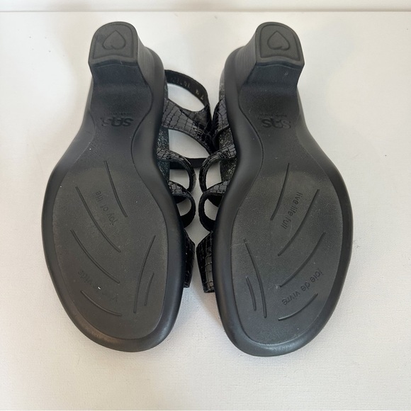 SAS Allegro Heel Strap Sandal in Black Croc - Size 7 - Picture 11 of 14